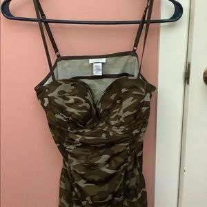 La Senza camo ruched bustier/cami top M